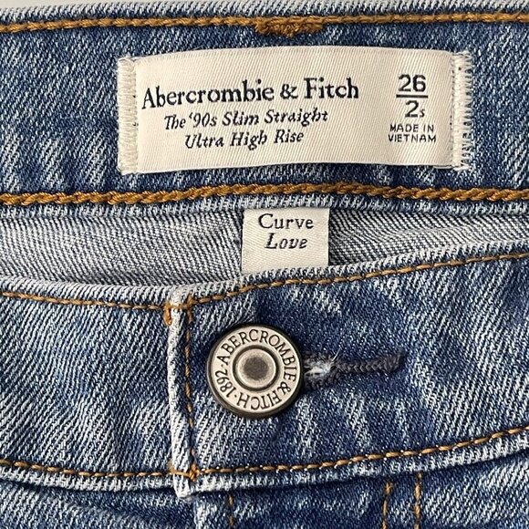 Abercrombie & Fitch Jeans 26 Curve Love 90s Slim Straight Denim Casual Ripped - Picture 7 of 8